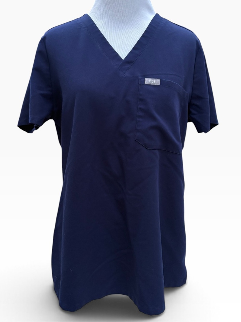 Figs Navy V-Neck Short Sleeve Scrub Top